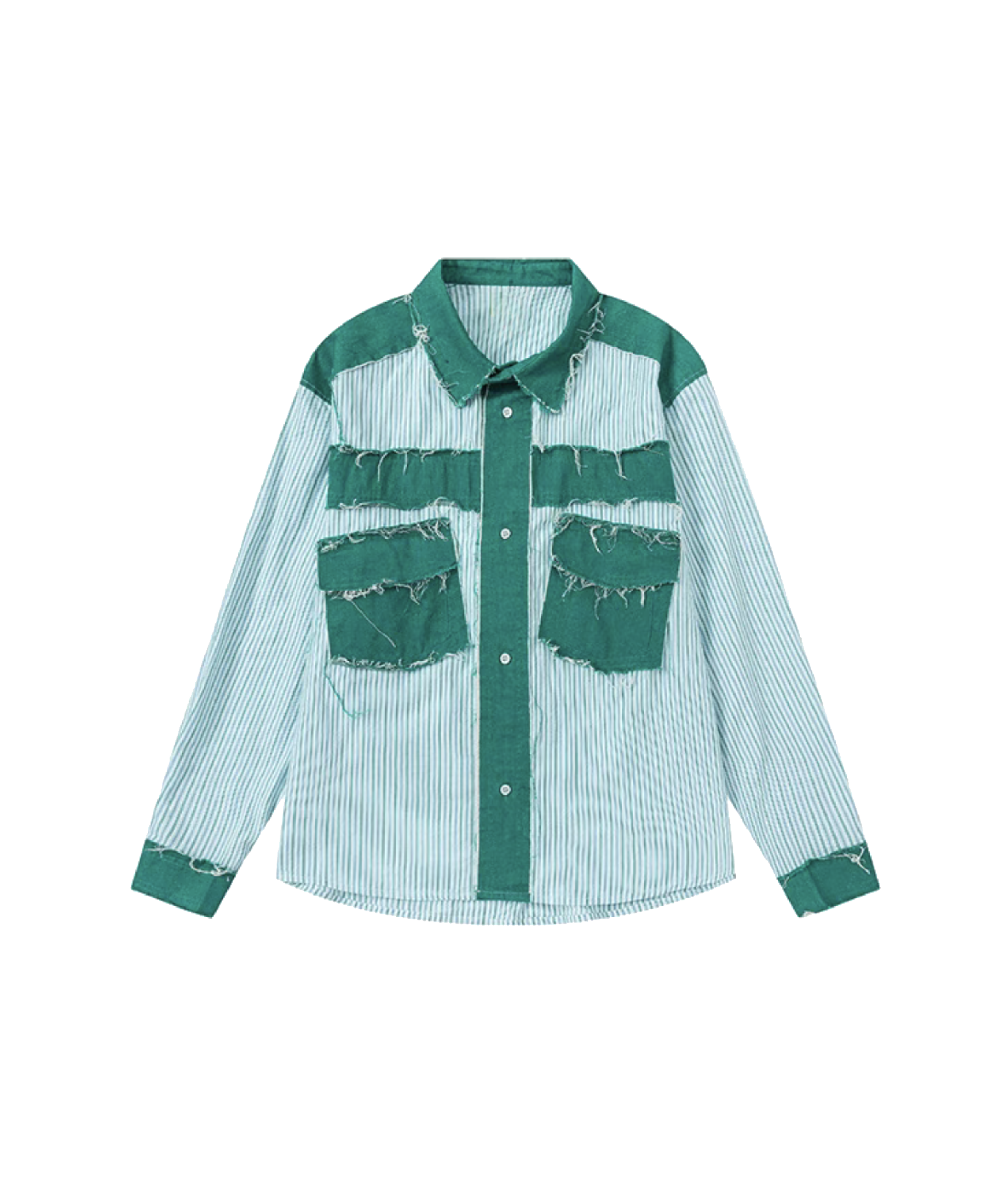 Retro Unique Striped Patchwork Print Loose Shirt main image 0