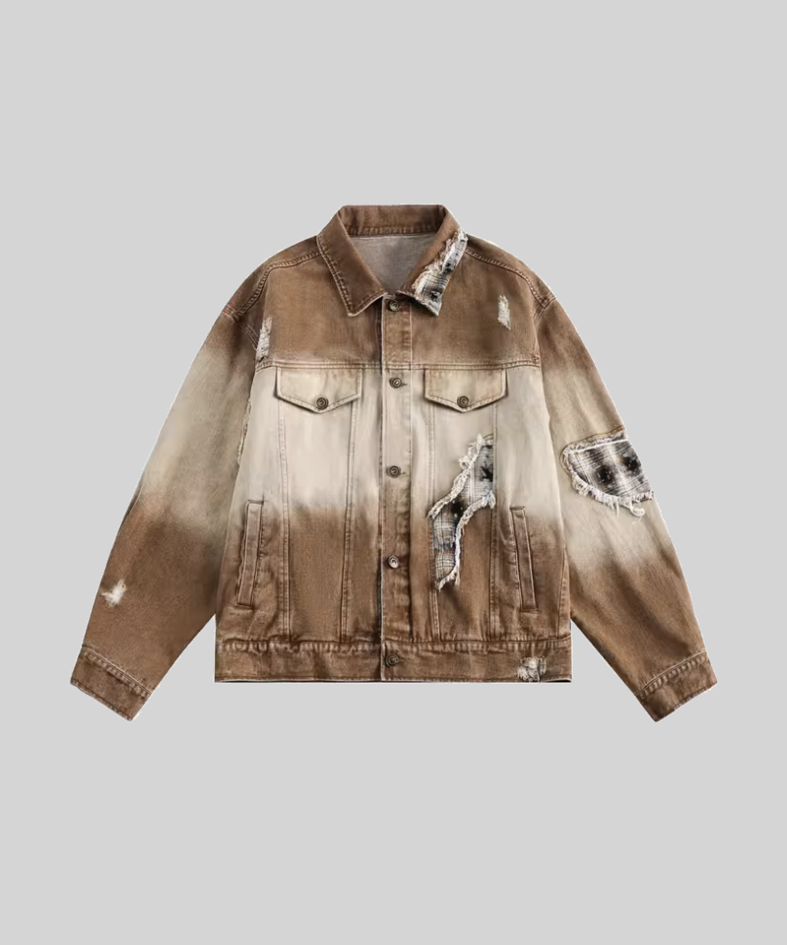 Brown Gradient Broken Denim Jacket – U:UME
