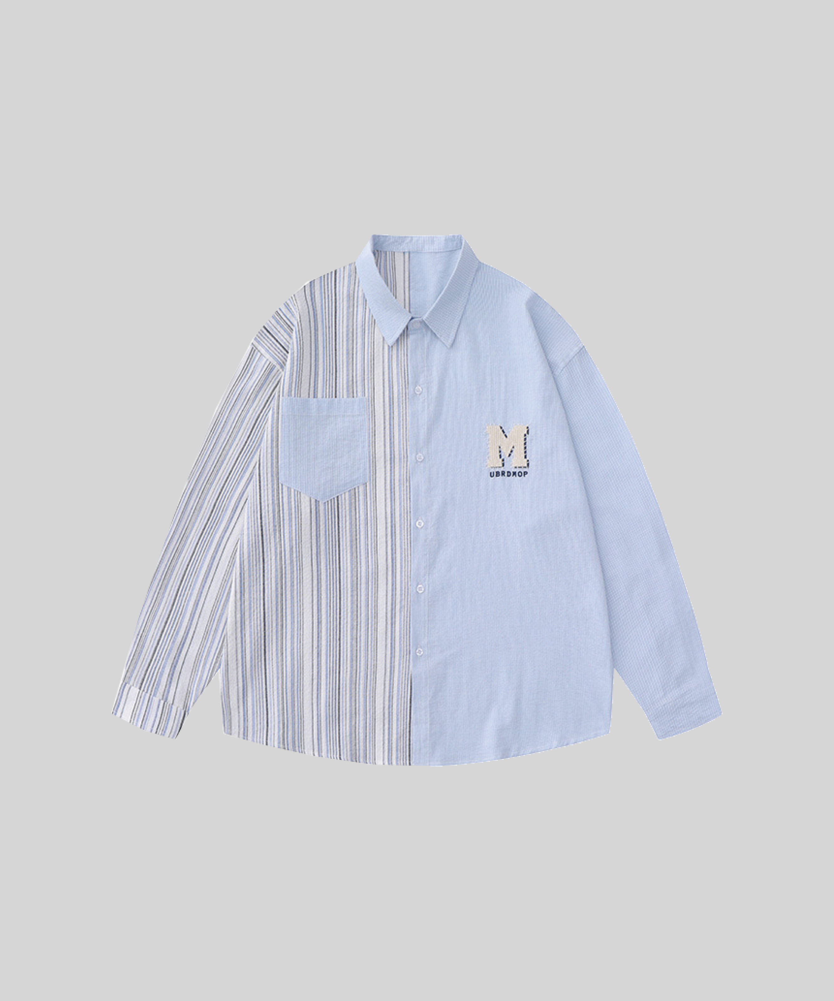 Embroidery Half Stripe Shirt