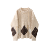 Lace Up Argyle Sweater