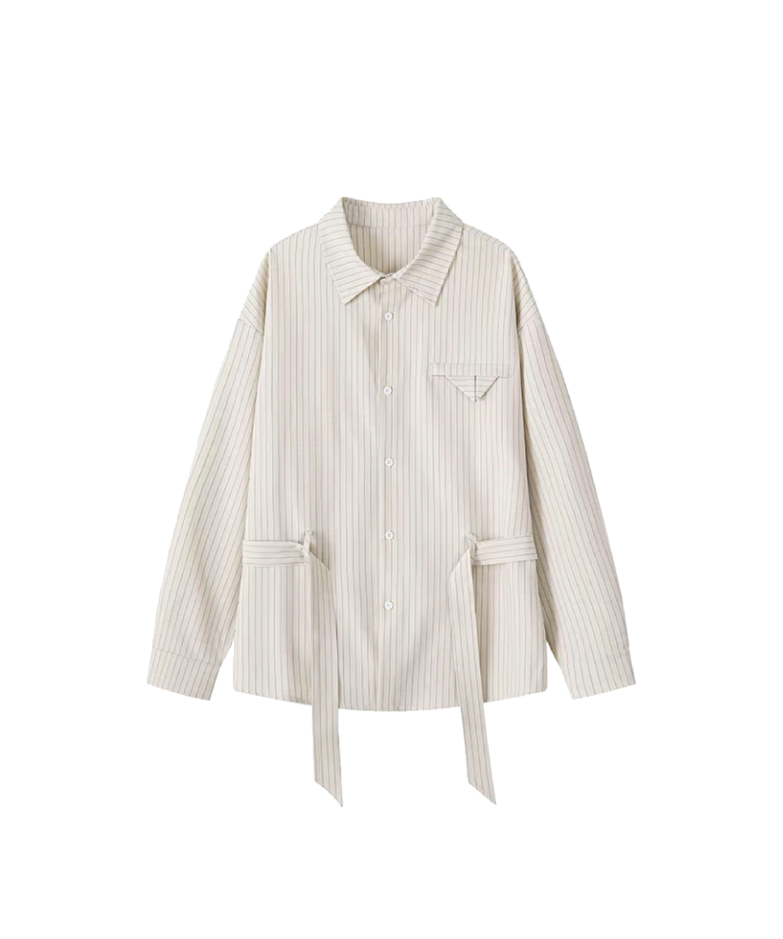 Belted Vertical Stripe Shirt