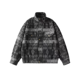 thnic Pattern Woolly Stand Collar Jacket