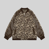 Leopard PU Stitching Baseball Jacket