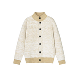 Speckled Popcorn Knit Stand Collar Cardigan