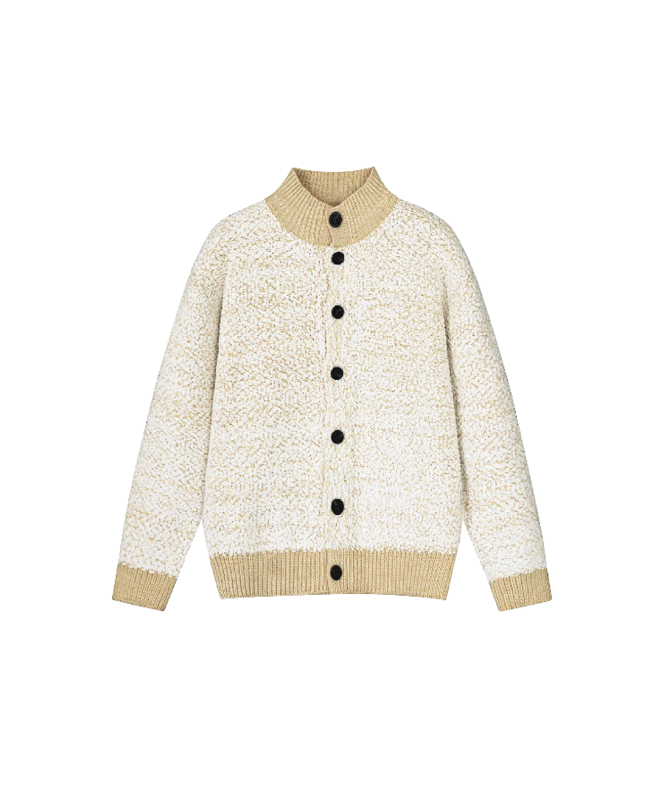 Speckled Popcorn Knit Stand Collar Cardigan