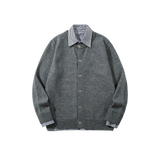 Fake Two Stripe Shirt Patchwork Caridgan