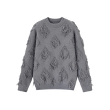Distress Diamond Pattern Fring Sweater