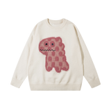 Fuzzy Dinosaur Applique Sweater