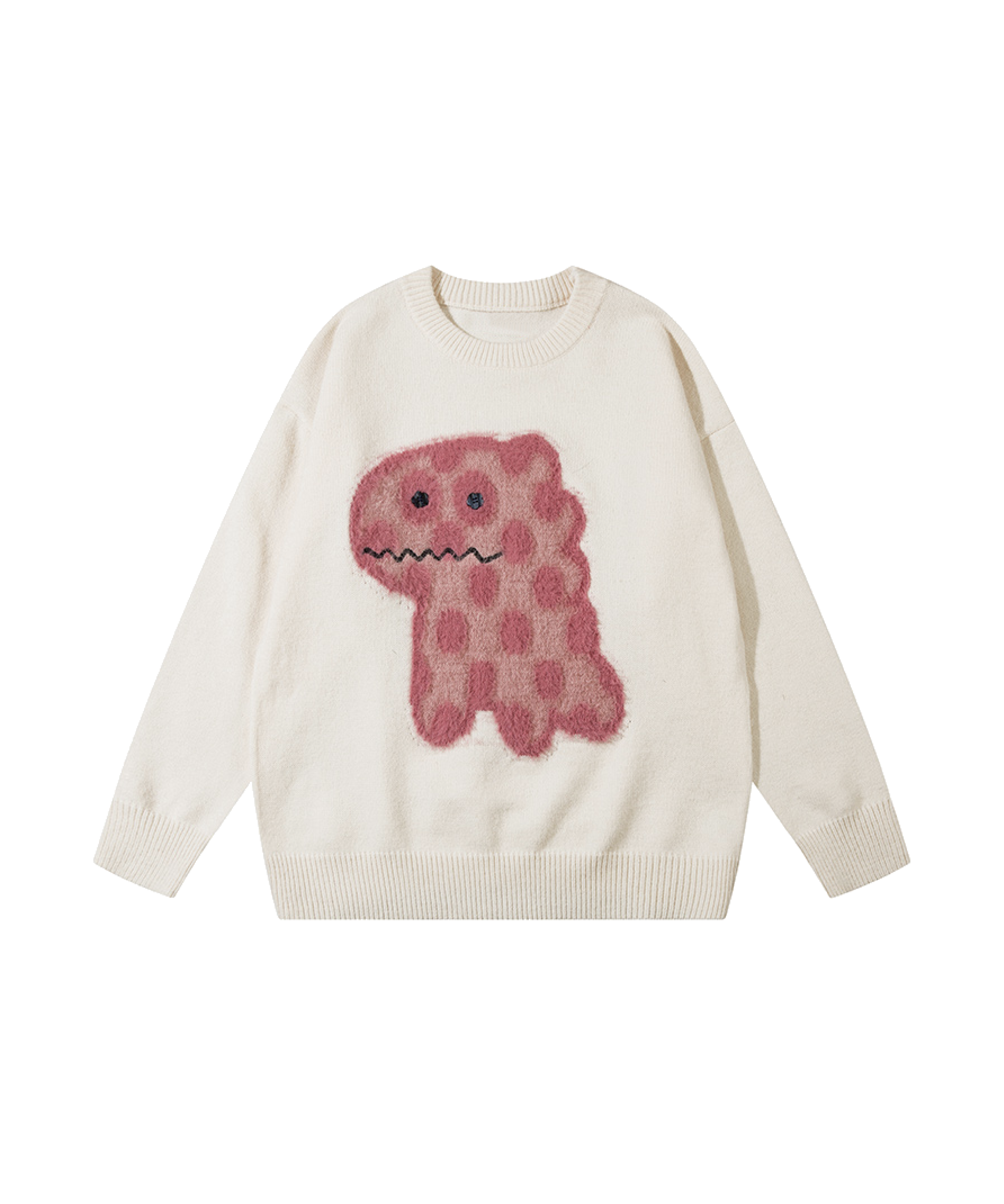 Fuzzy Dinosaur Applique Sweater