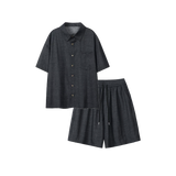 Texture Denim Shirt Set Up