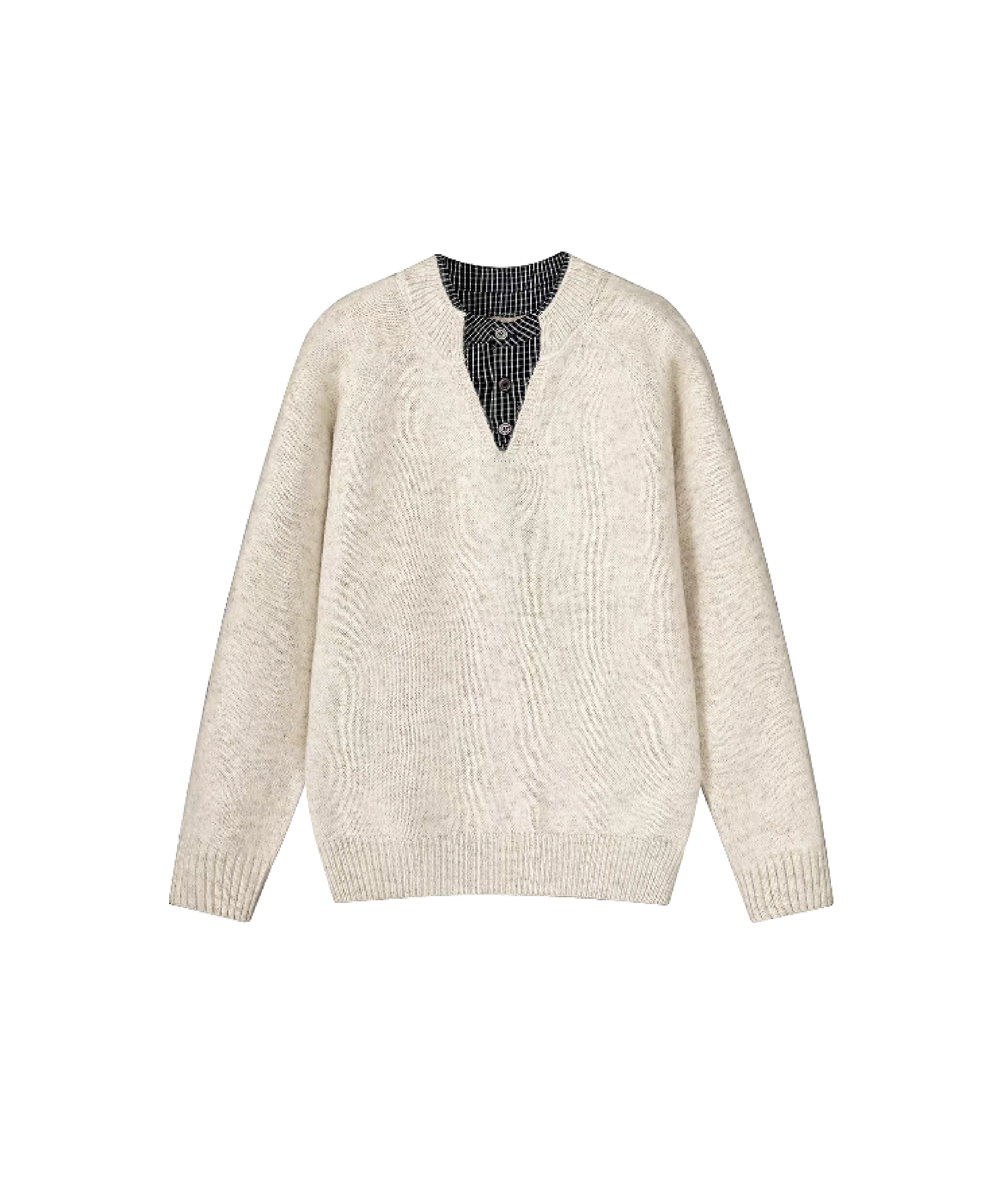 Fake Two Shirt Stitching Sweater