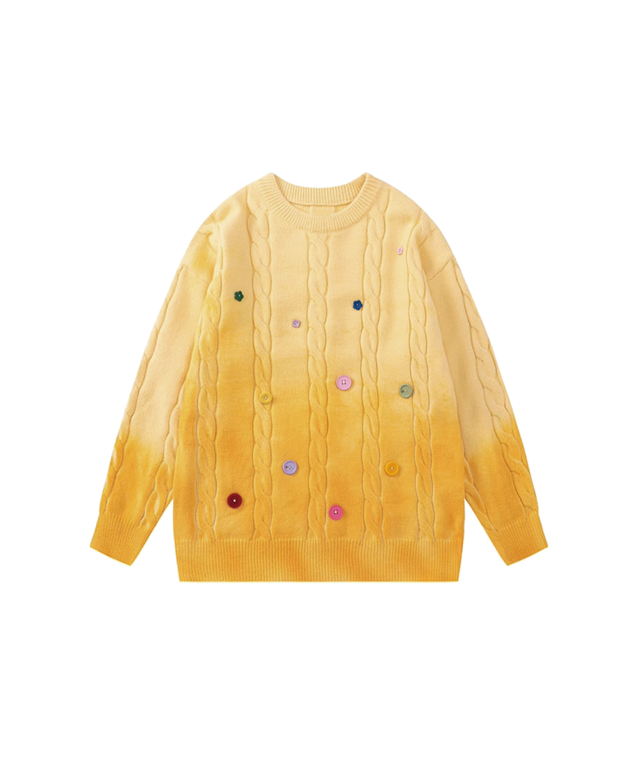 Gradient Button Deco Sweater