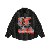 Plaid Letter Portrait Statement Shirt