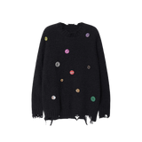 Colored Button Broken Sweater