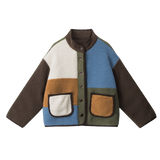 Color Patch Faux Fur Jacket