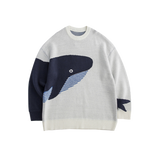 Unique Whale Embroidery Sweater