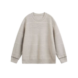 Round Collar Contrast Line Jeresy Sweater
