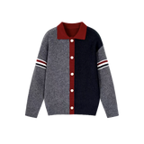 Contrast Color Lapel Cardigan