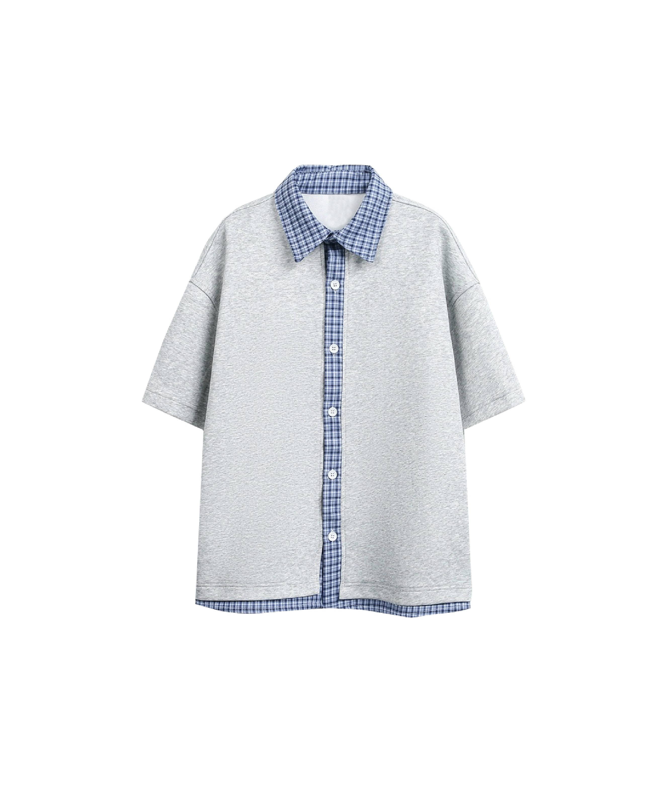 Fake Two Plaid Docking Shirt
