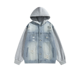 Broken Denim Patchwork Hoodie