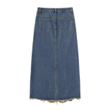 Washed Blue Slit Denim Skirt