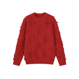 Distress Diamond Pattern Fring Sweater