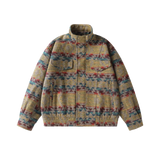 thnic Pattern Woolly Stand Collar Jacket