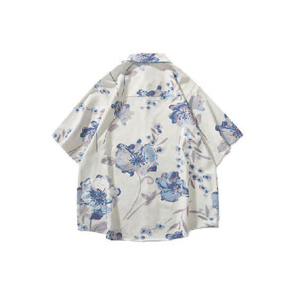 Мягкая элегантная рубашка с коротким рукавом с цветочным принтом