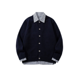 Fake Two Stripe Shirt Patchwork Caridgan