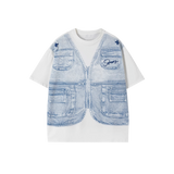 Denim Vest Print T