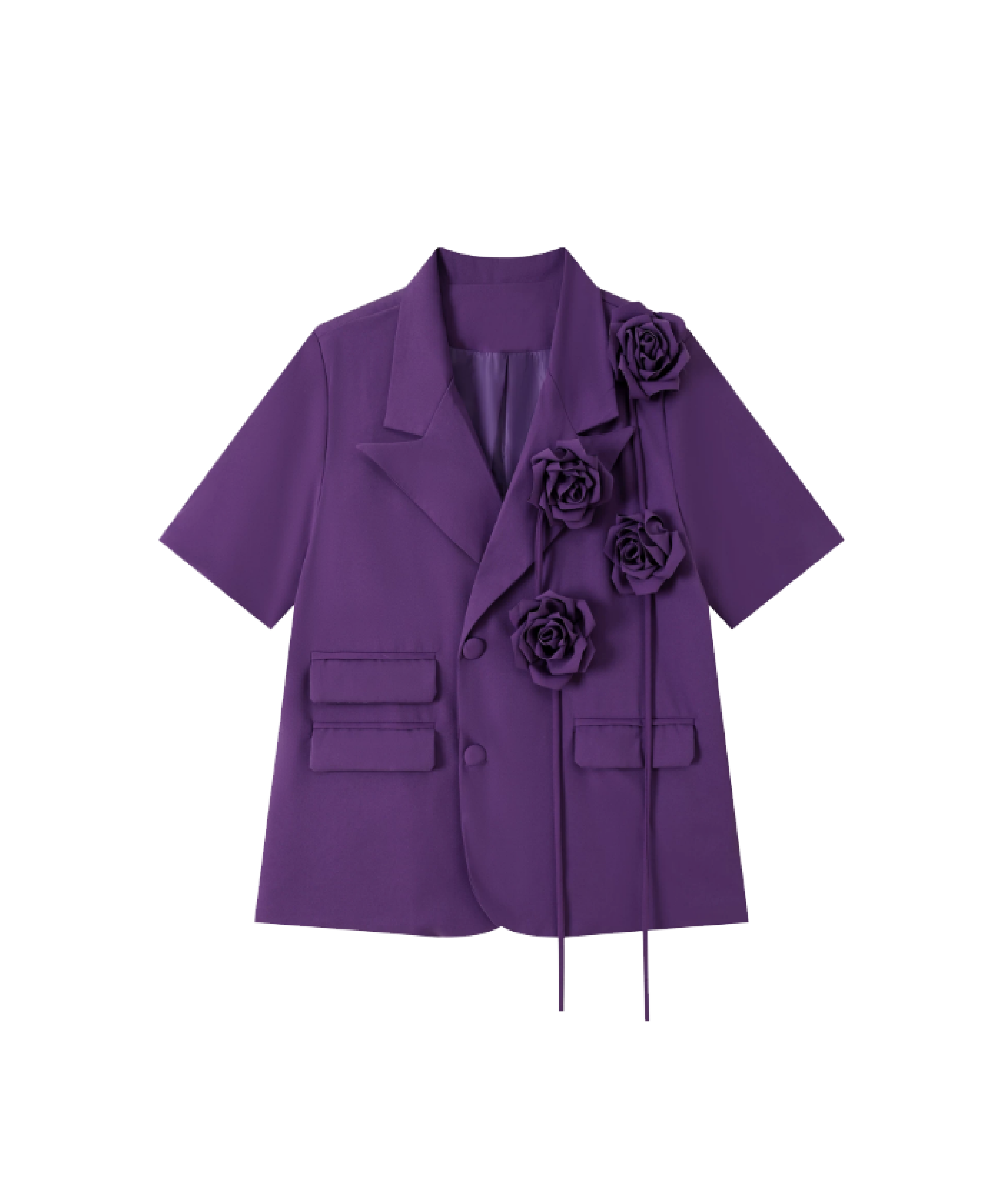 Flower Applique Short Sleeve Jacket