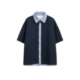 Fake Two Plaid Docking Shirt