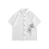 Texture Lotus Embroidery Shirt