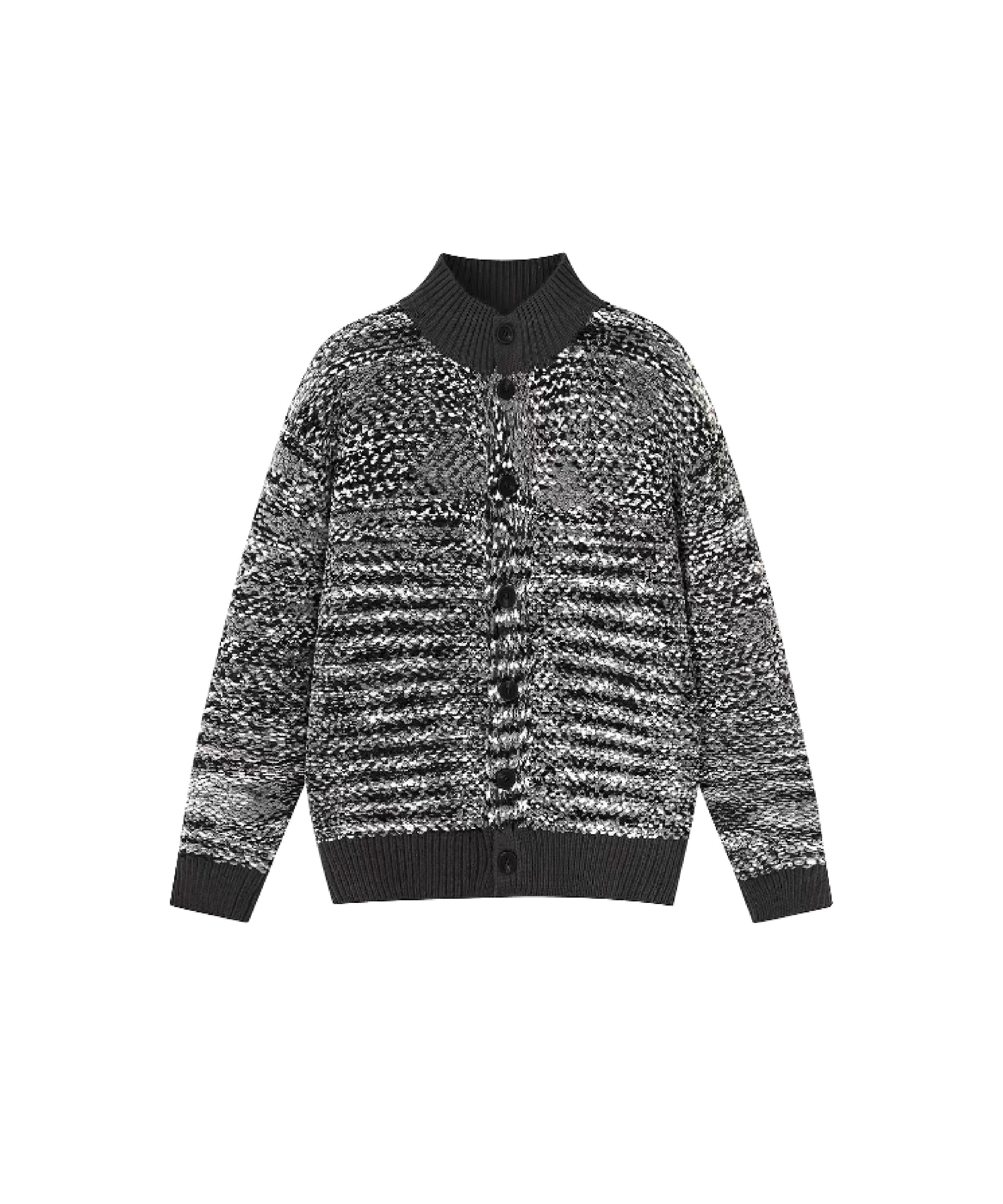 Speckled Popcorn Knit Stand Collar Cardigan