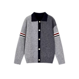 Contrast Color Lapel Cardigan