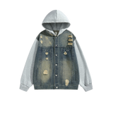 Broken Denim Patchwork Hoodie