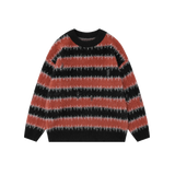 Mohair Wide Stripe Broken Sweater