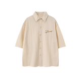 Embroidery Letter Stripe Shirt