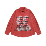 Plaid Letter Portrait Statement Shirt