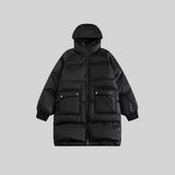 Hooded Zip Mid-Length Down Coat
