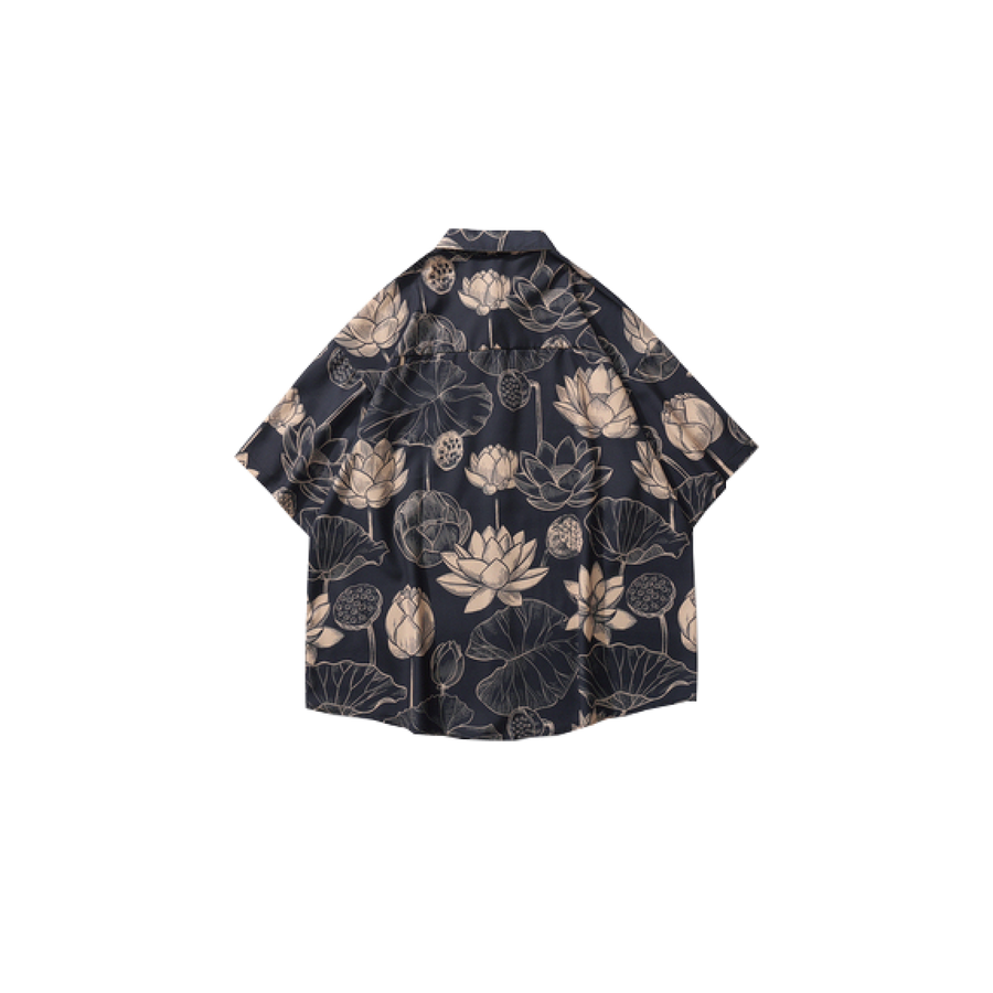 Рубашка с коротким рукавом в стиле модерн с цветочным принтом