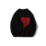 Heart Motif  Patchwork Sweater