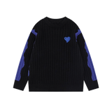 Contrast Heart Embroidery Sweater