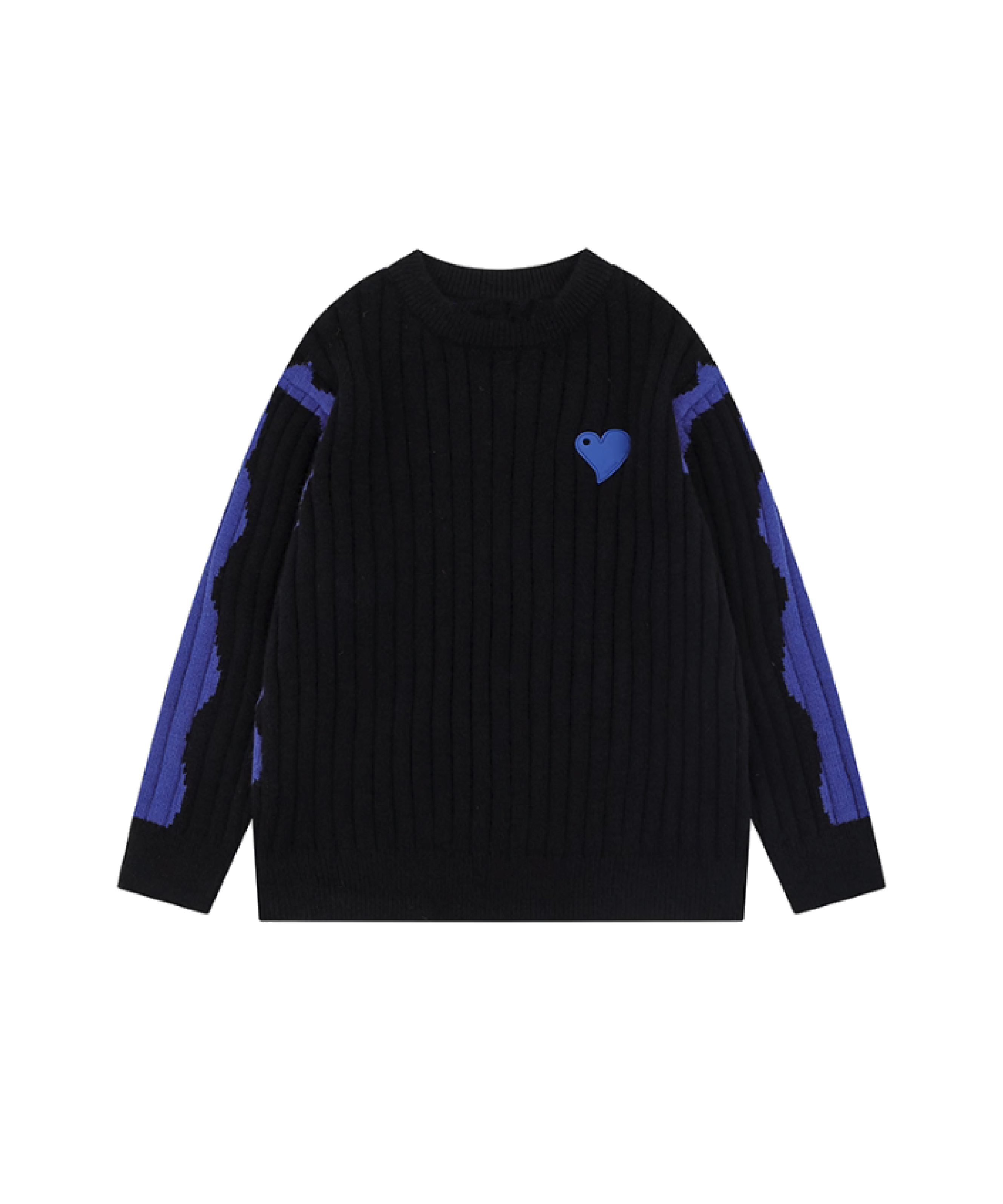 Contrast Heart Embroidery Sweater