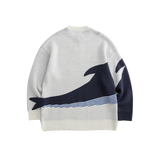 Unique Whale Embroidery Sweater