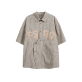 Asymmetry Plaid Letter Shirt