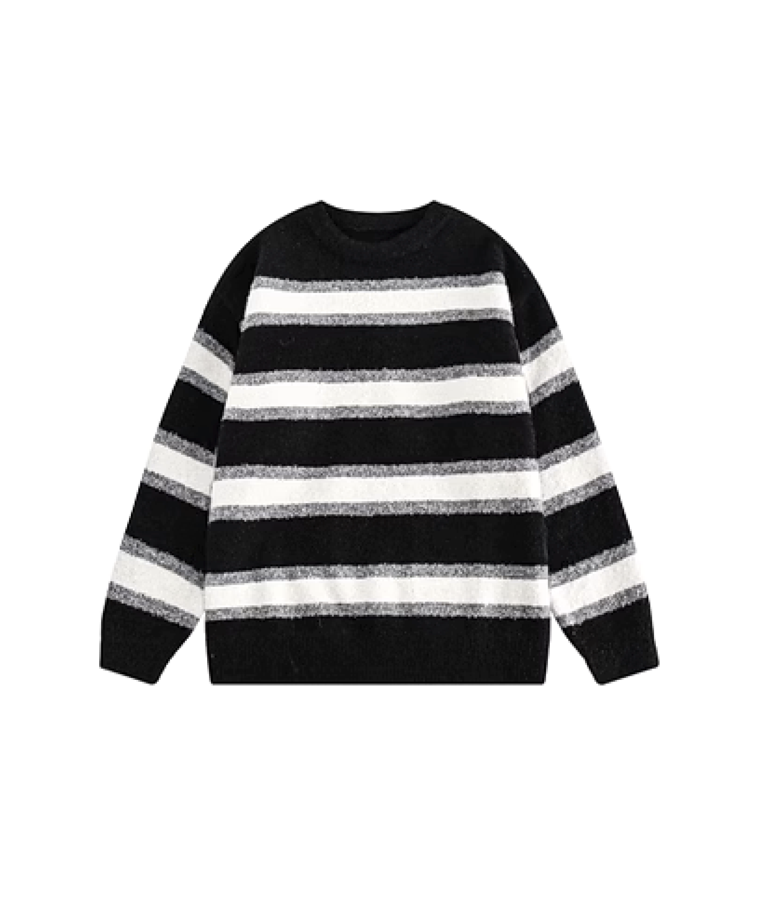 Relaxed Fuzzy Stripe Sweater