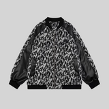 Leopard PU Stitching Baseball Jacket