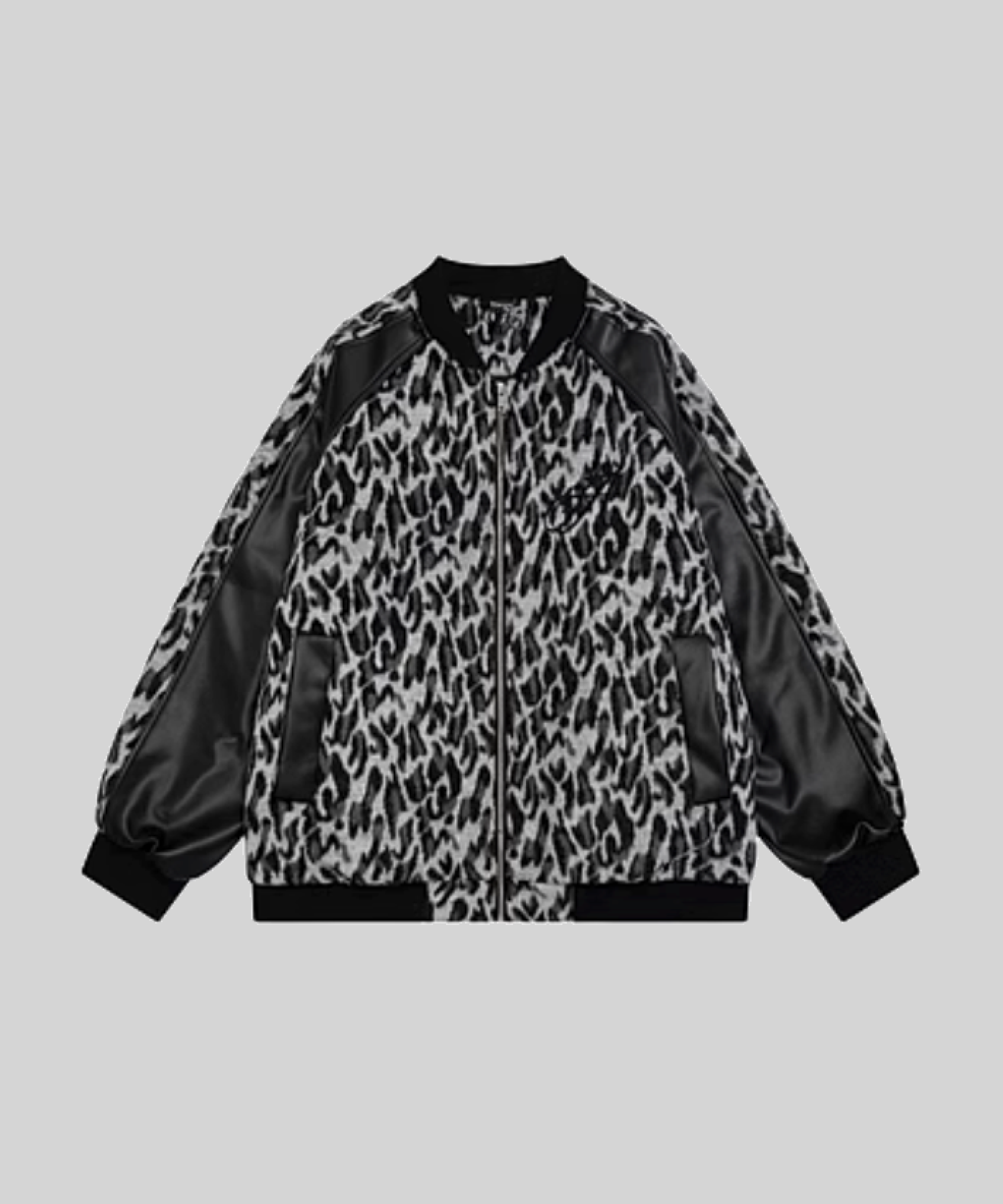 Leopard PU Stitching Baseball Jacket