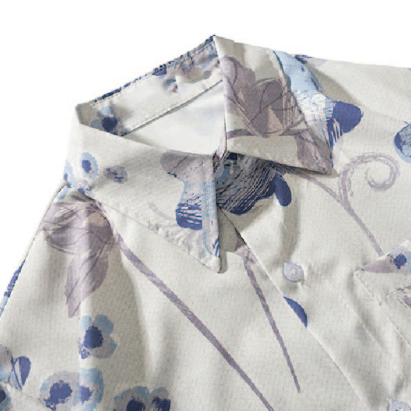 Мягкая элегантная рубашка с коротким рукавом с цветочным принтом